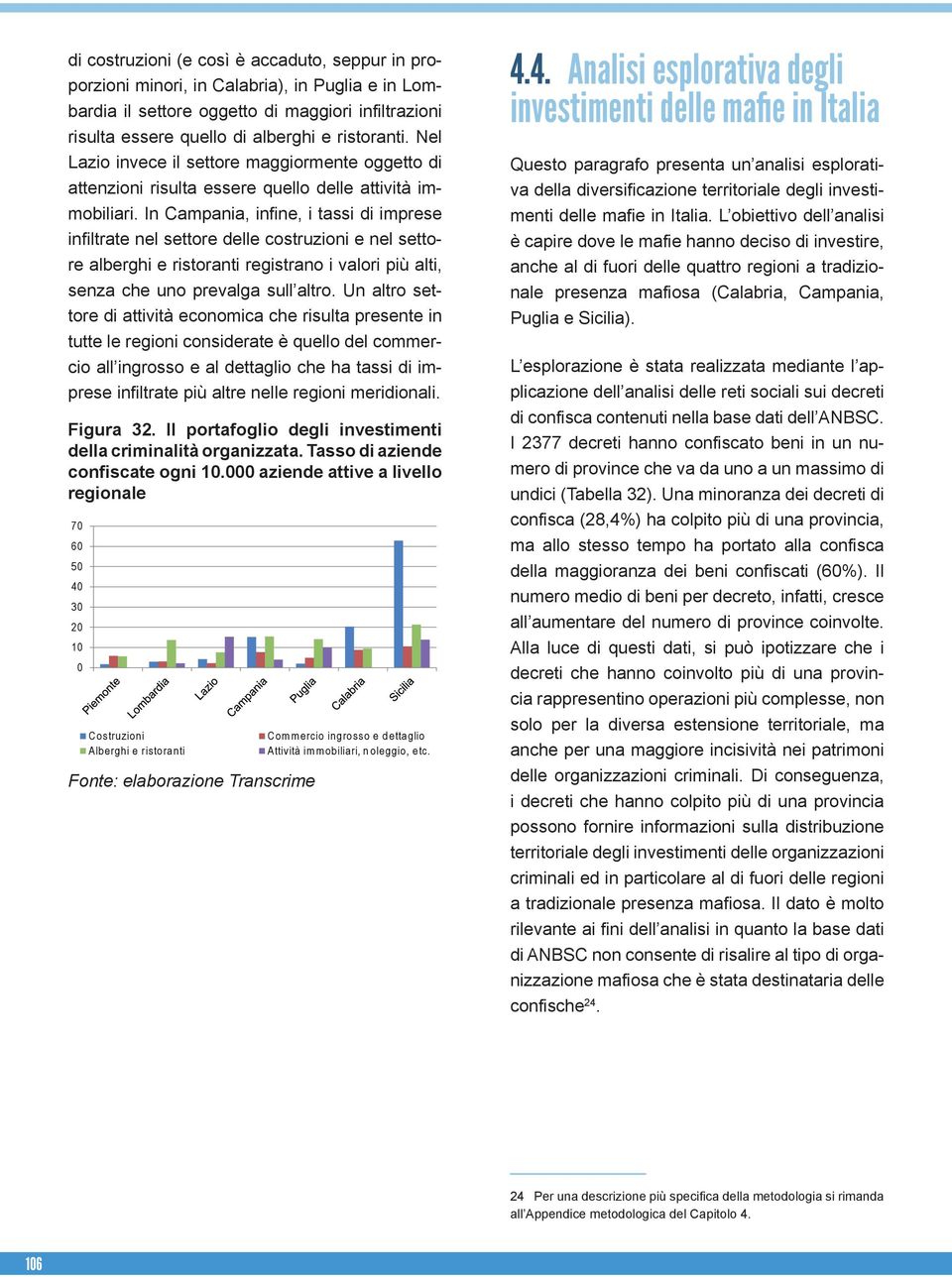 In Campania, infine, i tassi di imprese infiltrate nel settore delle costruzioni e nel settore alberghi e ristoranti registrano i valori più alti, senza che uno prevalga sull altro.