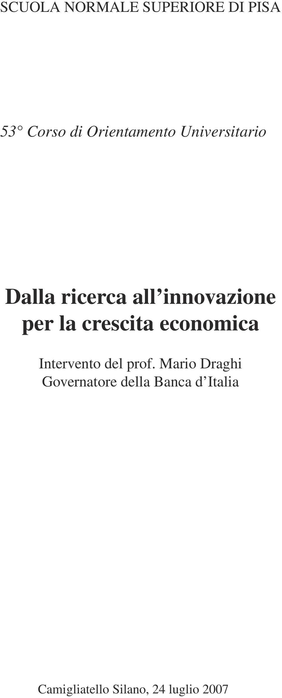 crescita economica Intervento del prof.