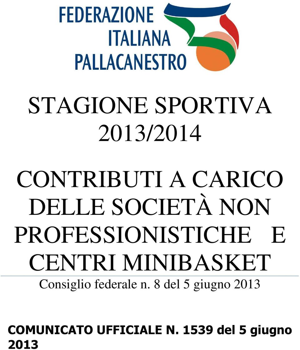 MINIBASKET Consiglio federale n.