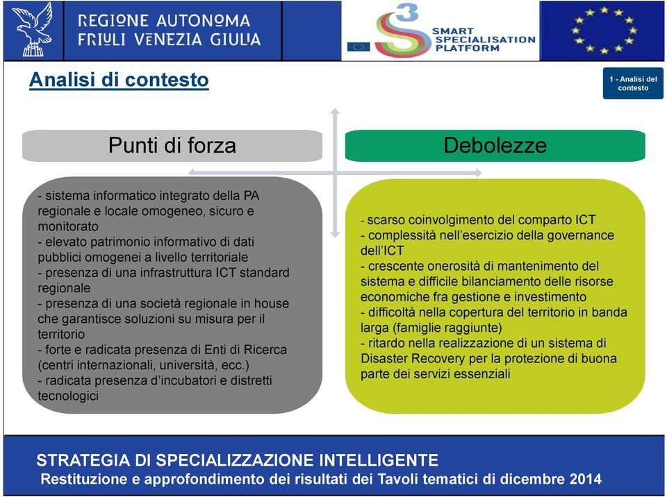 - forte e radicata presenza di Enti di Ricerca (centri internazionali, università, ecc.