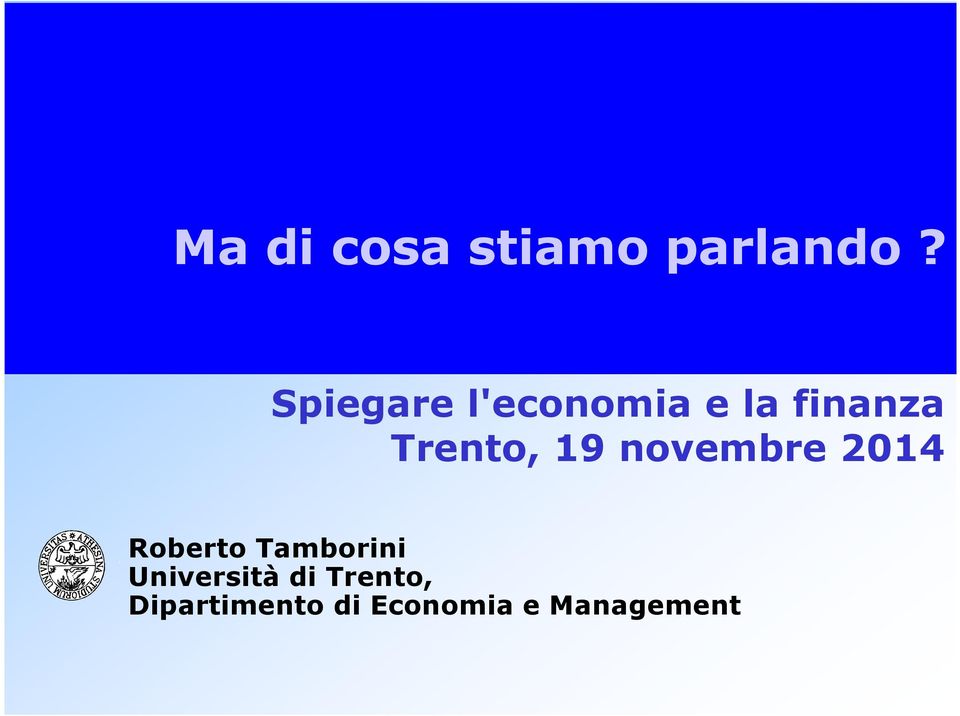 19 novembre 2014 Roberto Tamborini