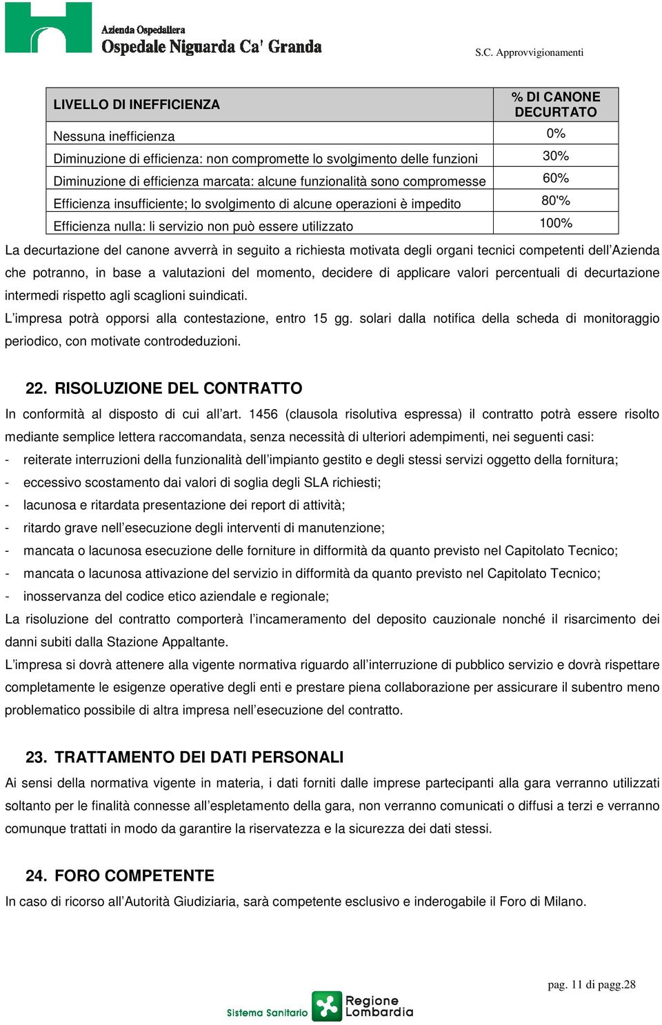 avverrà in seguito a richiesta motivata degli organi tecnici competenti dell Azienda che potranno, in base a valutazioni del momento, decidere di applicare valori percentuali di decurtazione