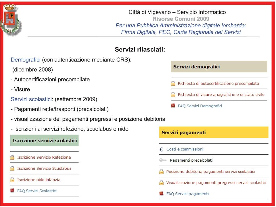 2009) - Pagamenti rette/trasporti (precalcolati) - visualizzazione dei pagamenti