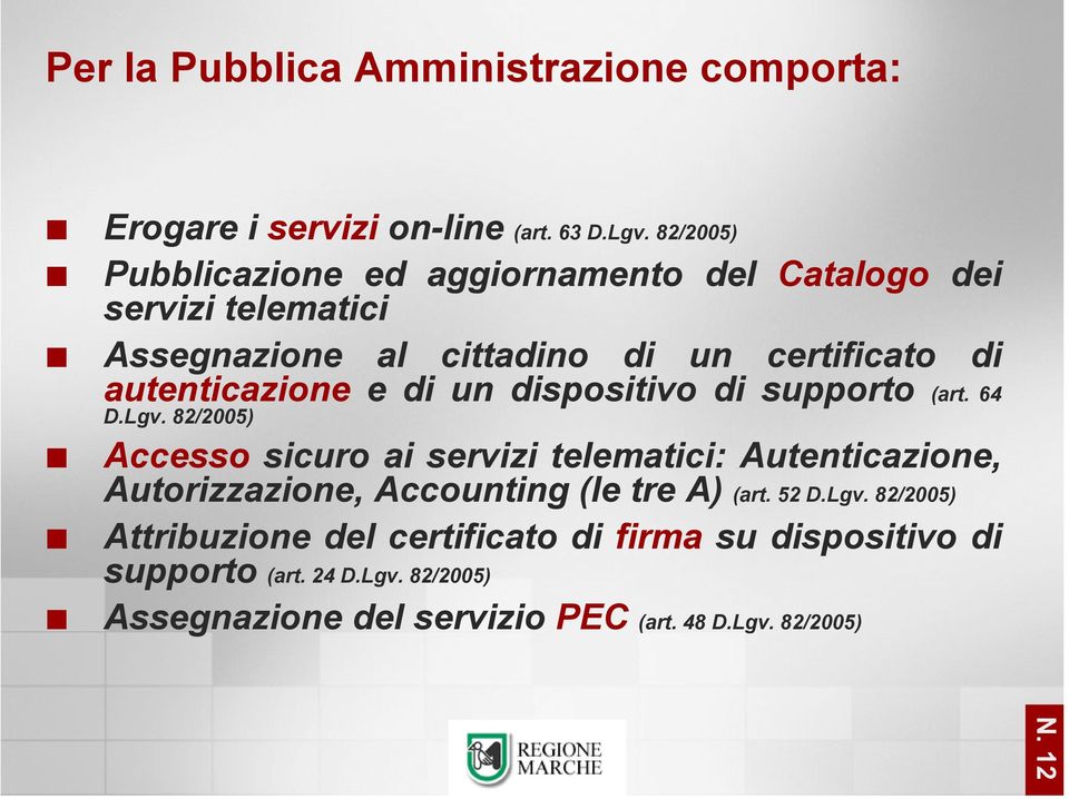 autenticazione e di un dispositivo di supporto (art. 64 D.Lgv.