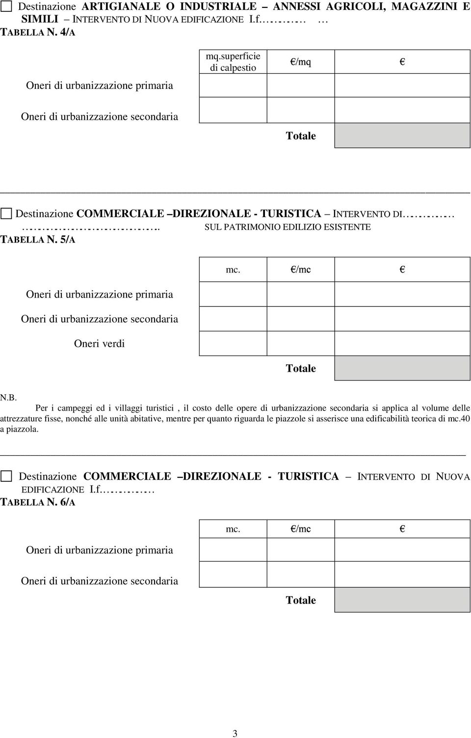 LLA N. 5/A mc. Oneri verdi N.B.