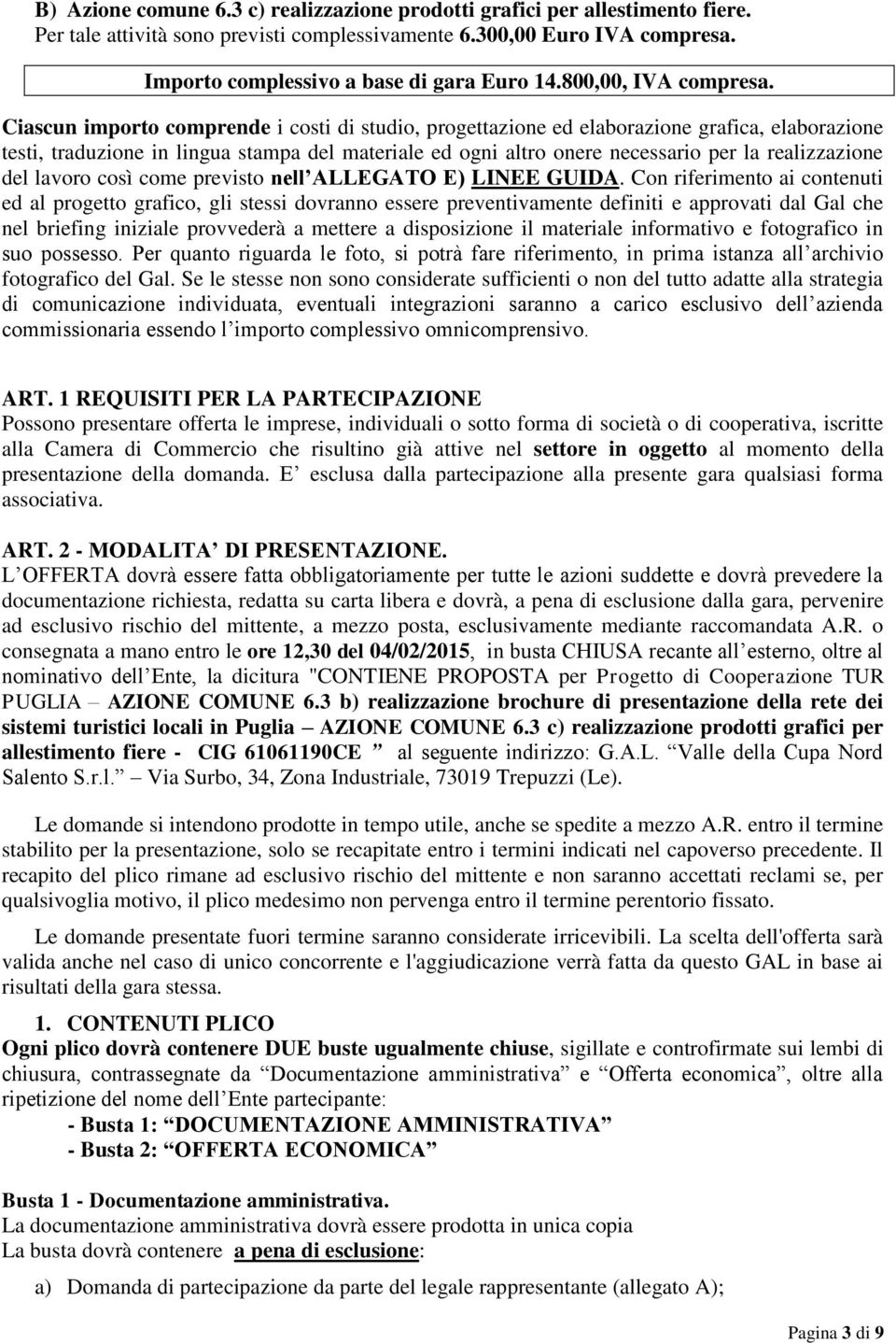 Ciascun importo comprende i costi di studio, progettazione ed elaborazione grafica, elaborazione testi, traduzione in lingua stampa del materiale ed ogni altro onere necessario per la realizzazione