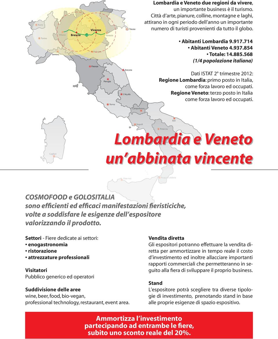 854 Totale: 14.885.568 (1/4 popolazione italiana) Firenze Perugia Roma Ancona L Aquila Dati ISTAT 2 trimestre 2012: Regione Lombardia: primo posto in Italia, come forza lavoro ed occupati.