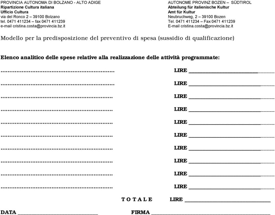 analitico delle spese relative alla realizzazione