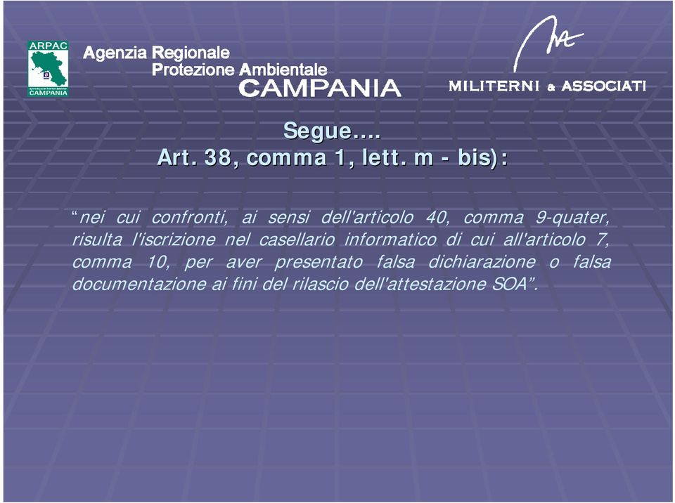 risulta l'iscrizione nel casellario informatico di cui all'articolo 7,