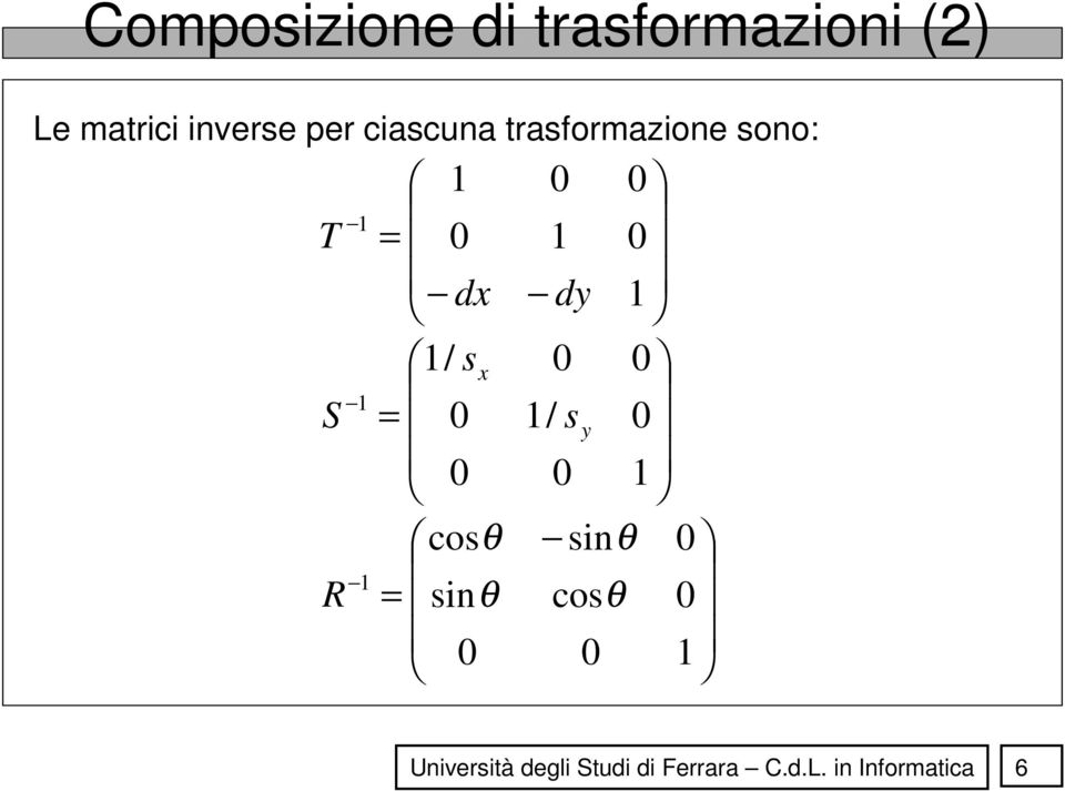 matrici invere per