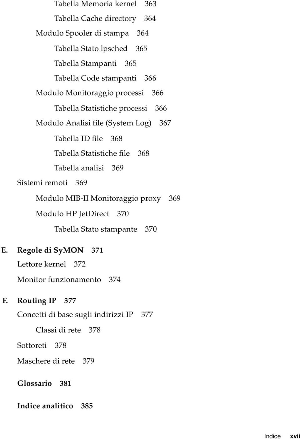 Sistemi remoti 369 Modulo MIB-II Monitoraggio proxy 369 Modulo HP JetDirect 370 Tabella Stato stampante 370 E.