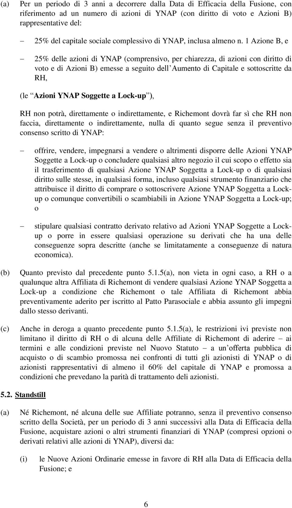 1 Azione B, e 25% delle azioni di YNAP (comprensivo, per chiarezza, di azioni con diritto di voto e di Azioni B) emesse a seguito dell Aumento di Capitale e sottoscritte da RH, (le Azioni YNAP