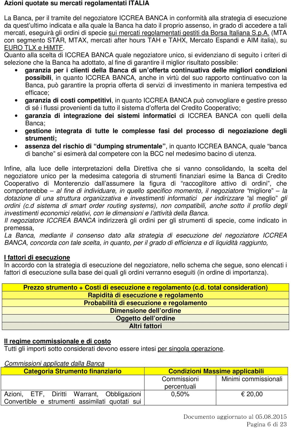 (MTA con segmento STAR, MTAX, mercati after hours TAH e TAHX, Mercato Espandi e AIM italia), su EURO TLX e HiMTF.