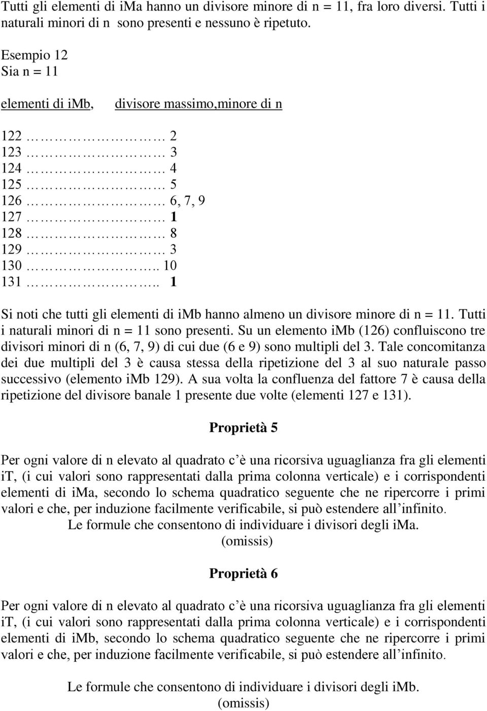 . 1 Si noti che tutti gli elementi di imb hanno almeno un divisore minore di n = 11. Tutti i naturali minori di n = 11 sono presenti.