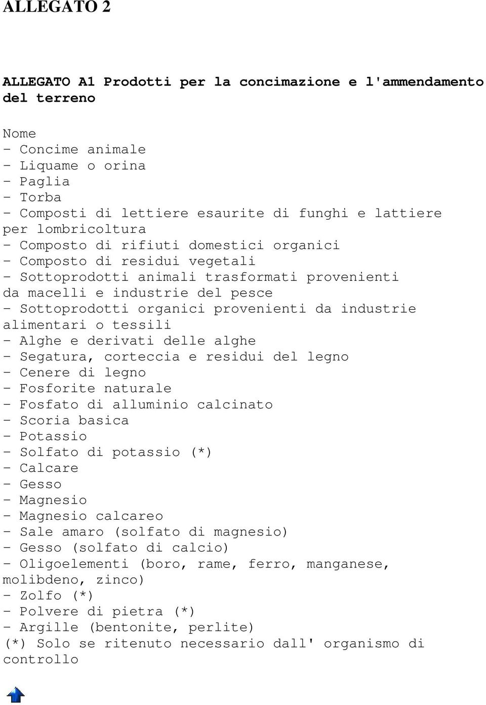 provenienti da industrie alimentari o tessili - Alghe e derivati delle alghe - Segatura, corteccia e residui del legno - Cenere di legno - Fosforite naturale - Fosfato di alluminio calcinato - Scoria