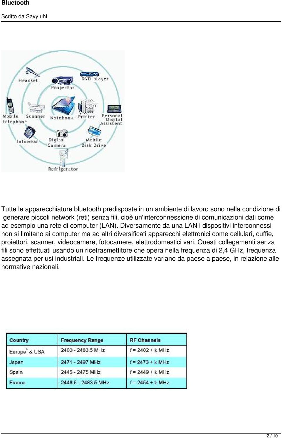 Diversamente da una LAN i dispositivi interconnessi non si limitano ai computer ma ad altri diversificati apparecchi elettronici come cellulari, cuffie, proiettori, scanner,