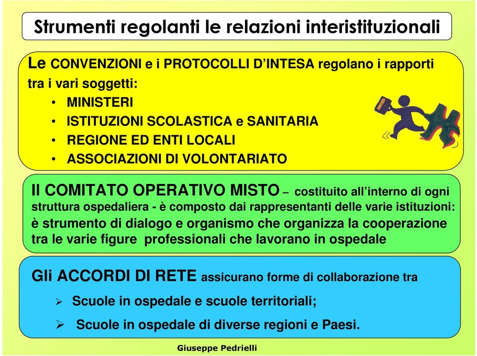 composto dai rappresentanti delle varie istituzioni: è strumento di dialogo e organismo che organizza la cooperazione tra le varie figure professionali che