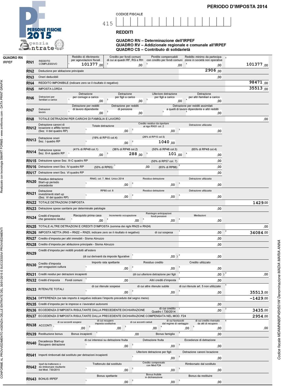 di pensione per redditi assimilati a quelli di lavoro dipendente e altri redditi ) per altri familiari a carico RN (Sez.