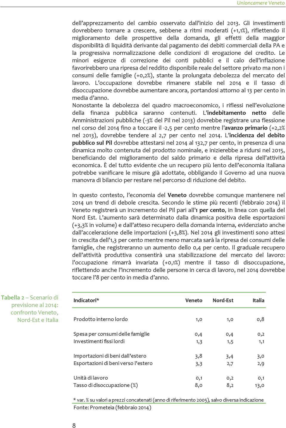 derivante dal pagamento dei debiti commerciali della PA e la progressiva normalizzazione delle condizioni di erogazione del credito.