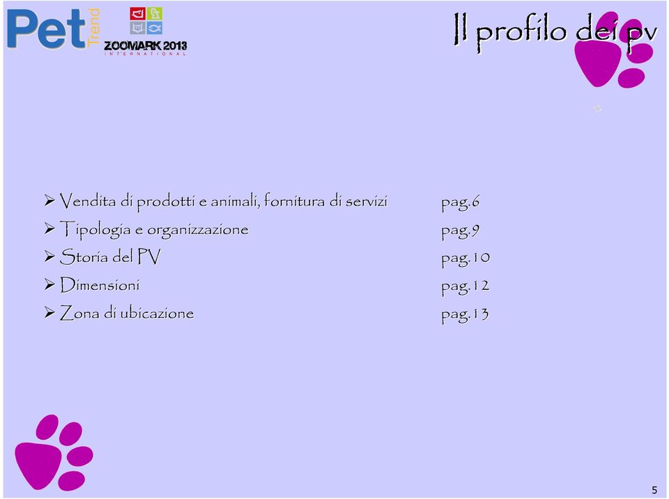 organizzazione Storia del PV Dimensioni