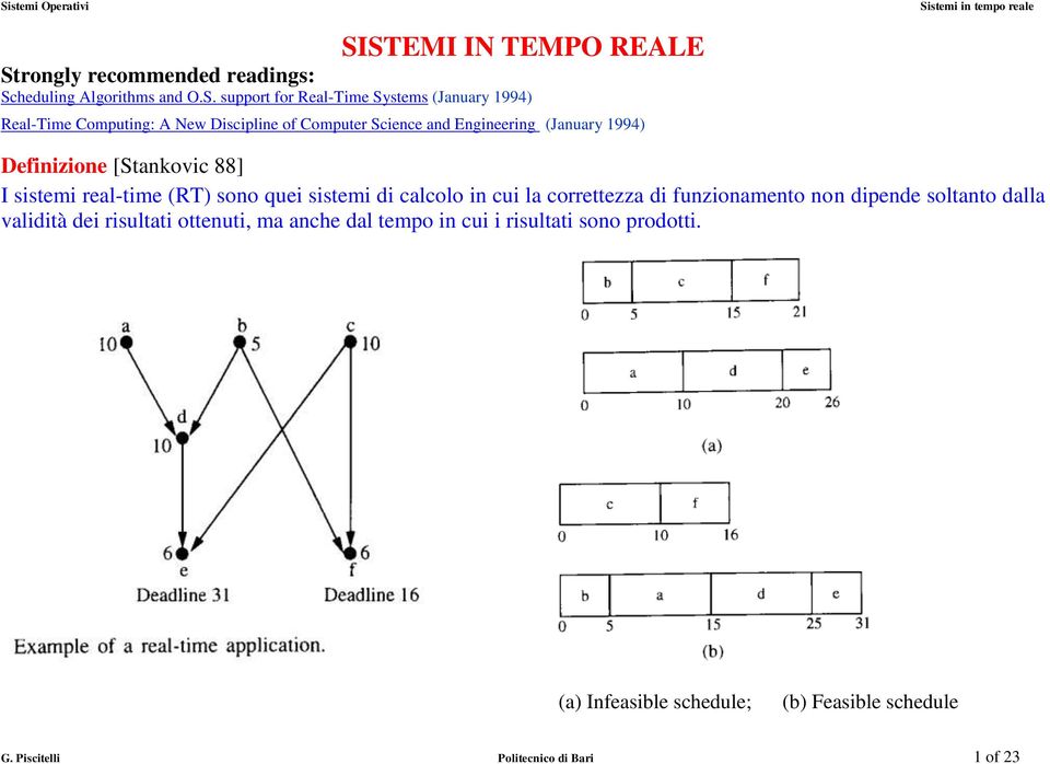 real-time (RT) sono quei sistemi di calcolo in cui la correttezza di funzionamento non dipende soltanto dalla validità dei risultati