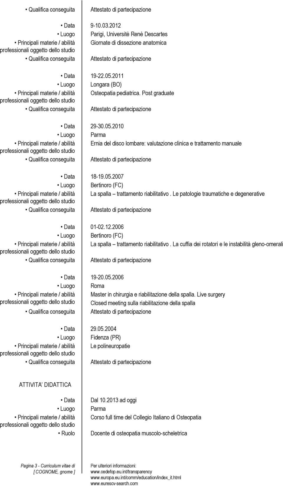 Le patologie traumatiche e degenerative Data 01-02.12.2006 Luogo Bertinoro (FC) La spalla trattamento riabilitativo. La cuffia dei rotatori e le instabilità gleno-omerali Data 19-20.05.