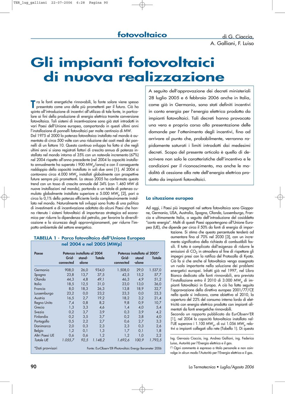 Ciò ha spinto all introduzione di incentivi all utilizzo di tale fonte, in particolare ai fini della produzione di energia elettrica tramite conversione fotovoltaica.