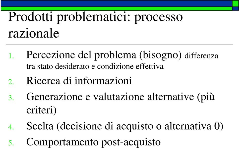 condizione effettiva 2. Ricerca di informazioni 3.