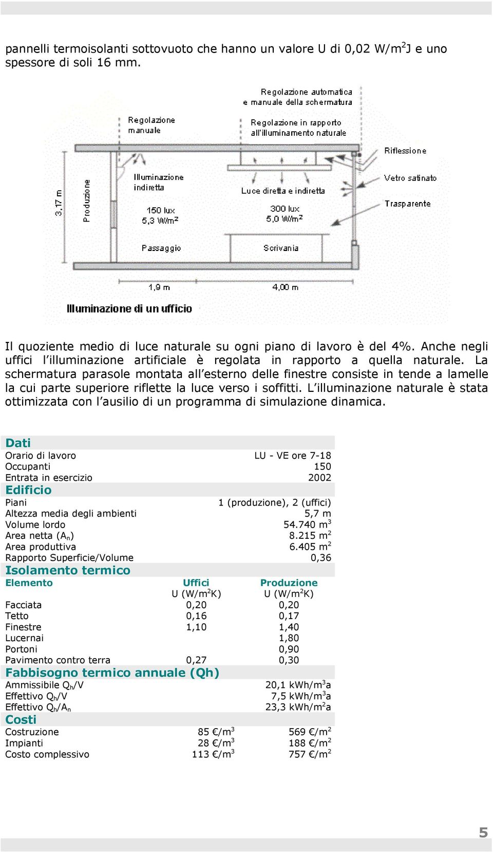 La schermatura parasole montata all esterno delle finestre consiste in tende a lamelle la cui parte superiore riflette la luce verso i soffitti.