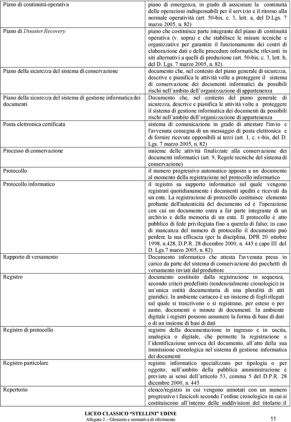 assicurare la continuità delle operazioni indispensabili per il servizio e il ritorno alla normale operatività (art. 50-bis, c. 3, lett. a, del D.Lgs. 7 marzo 2005, n.