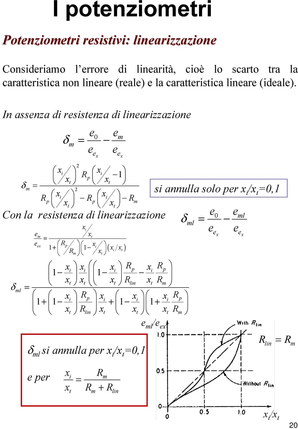 In assnza di rsisnza di linarizzazion δ m 0 δ m i i p 1 i i m p p m i i i p i p 1 1 lin m i p i i i p 1+ 1