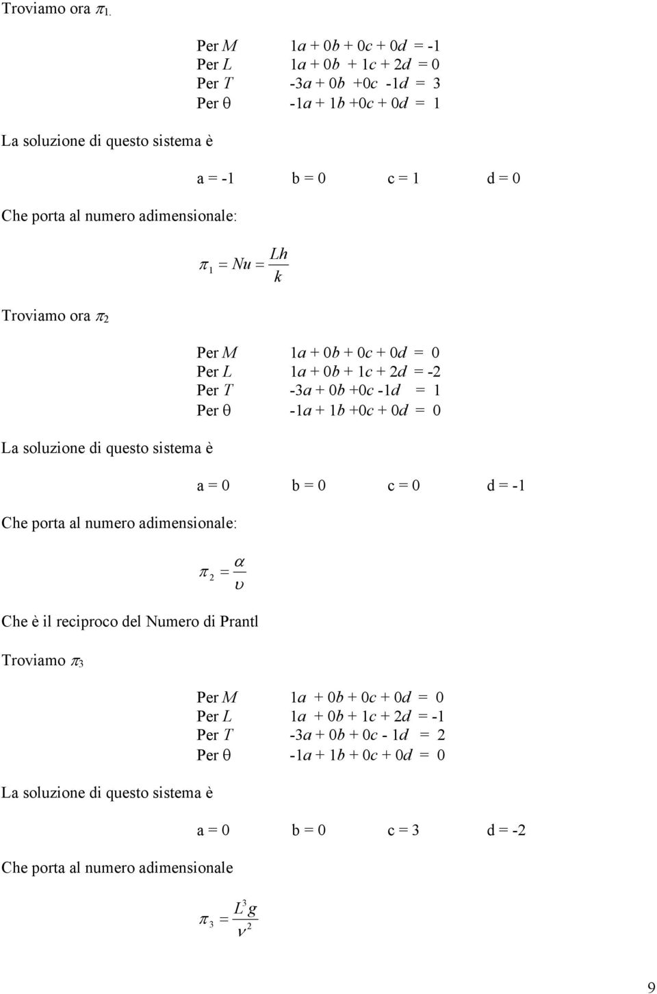 + 0d a - b 0 c d 0 Lh Nu k Troiao ora La souzione di questo sistea è Che orta a nuero adiensionae: Per M a + 0b + 0c + 0d 0 Per L a + 0b + c + d -