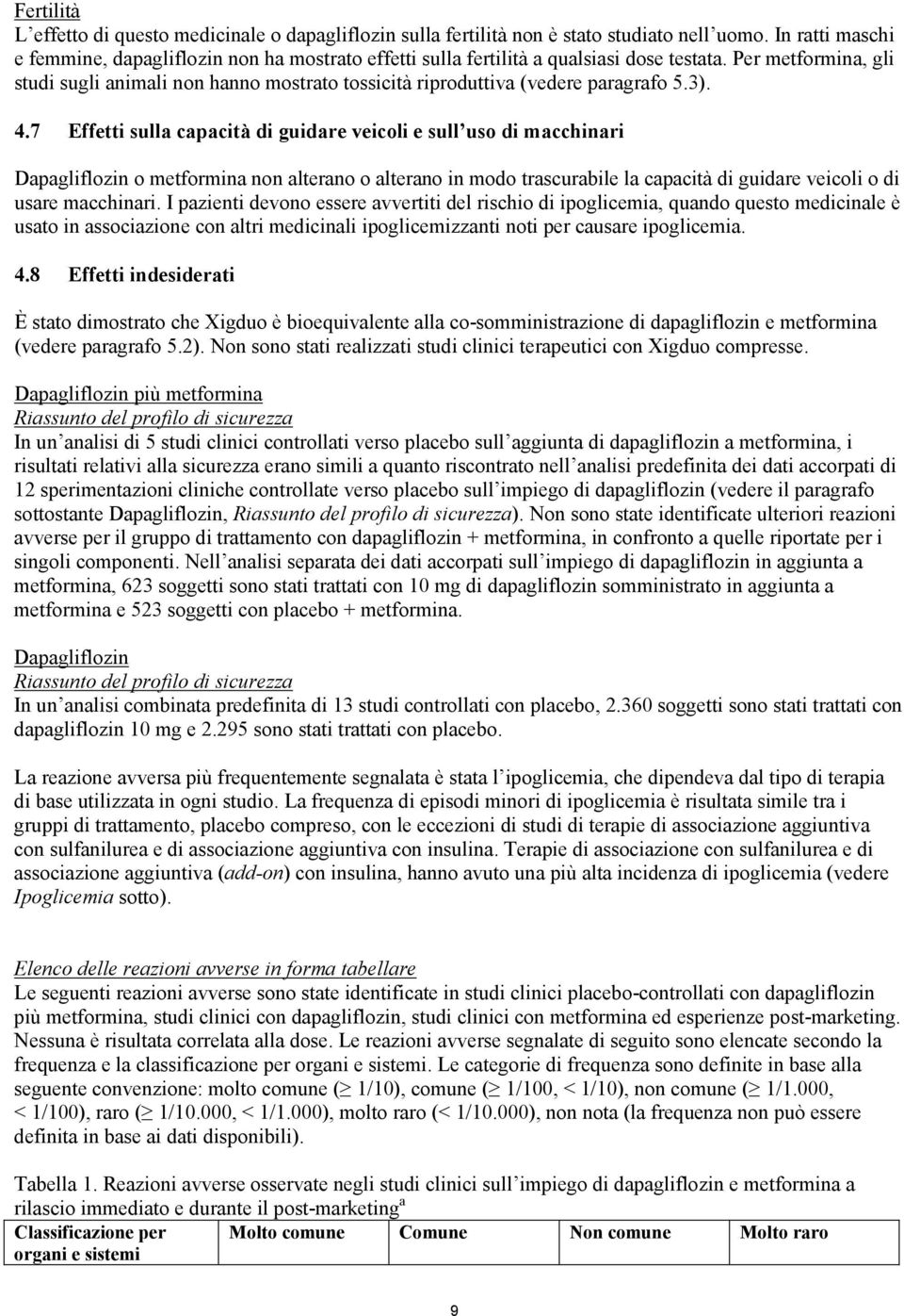 Per metformina, gli studi sugli animali non hanno mostrato tossicità riproduttiva (vedere paragrafo 5.3). 4.