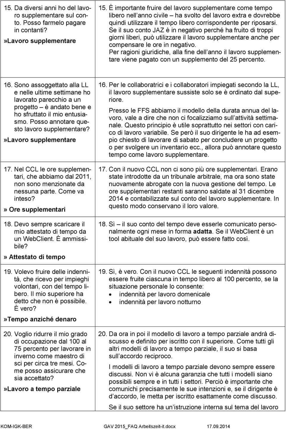 Se il suo conto JAZ è in negativo perché ha fruito di troppi giorni liberi, può utilizzare il lavoro supplementare anche per compensare le ore in negativo.