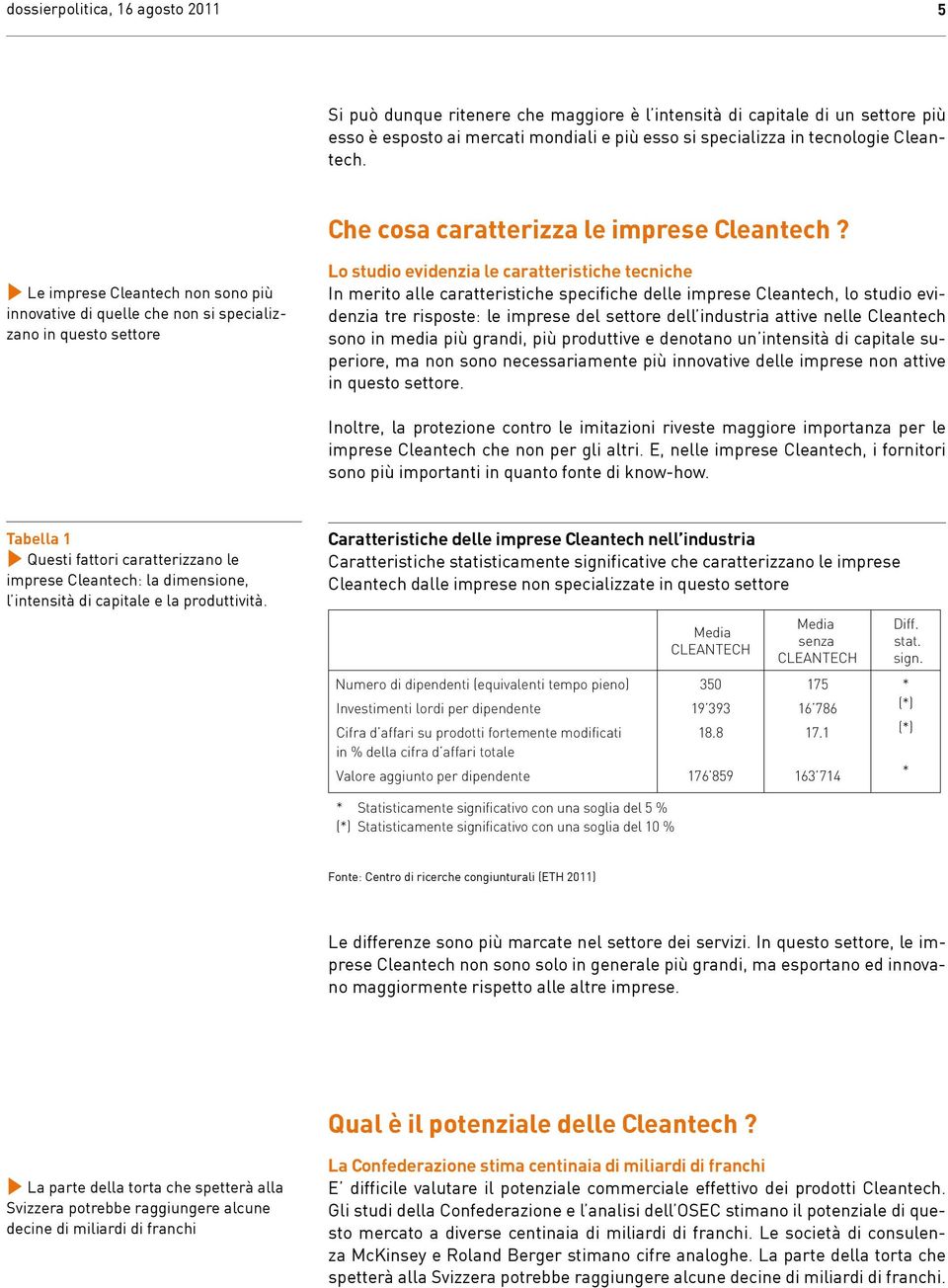 Le imprese Cleantech non sono più innovative di quelle che non si specializzano in questo settore Lo studio evidenzia le caratteristiche tecniche In merito alle caratteristiche specifiche delle