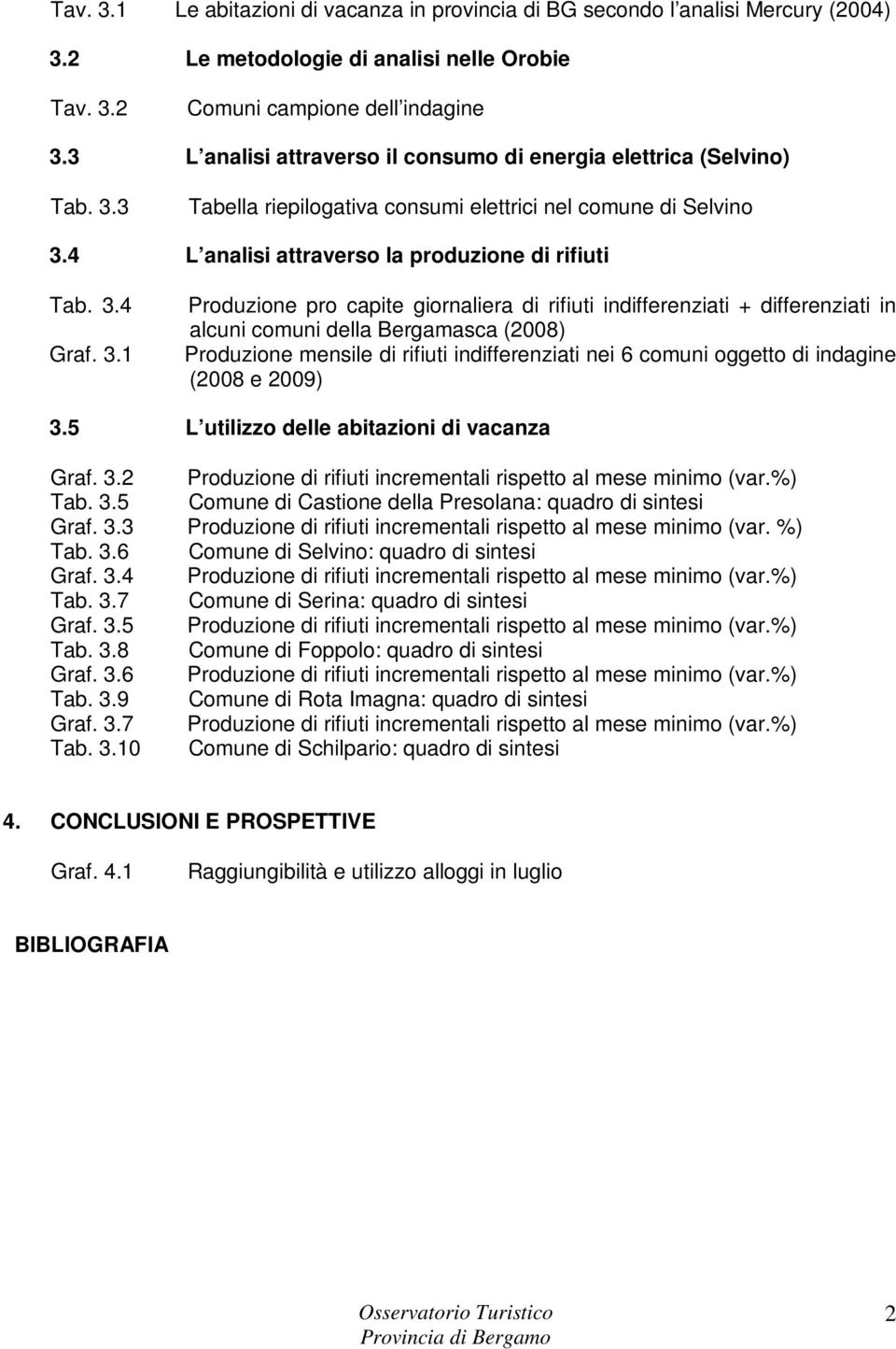 3.1 Produzione pro capite giornaliera di rifiuti indifferenziati + differenziati in alcuni comuni della Bergamasca (2008) Produzione mensile di rifiuti indifferenziati nei 6 comuni oggetto di