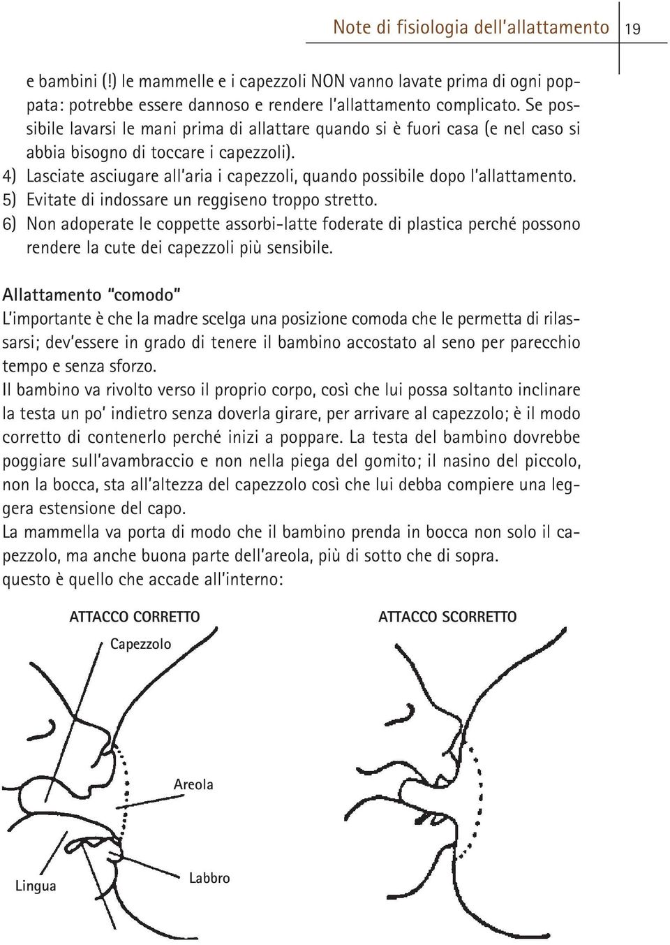 4) Lasciate asciugare all aria i capezzoli, quando possibile dopo l allattamento. 5) Evitate di indossare un reggiseno troppo stretto.