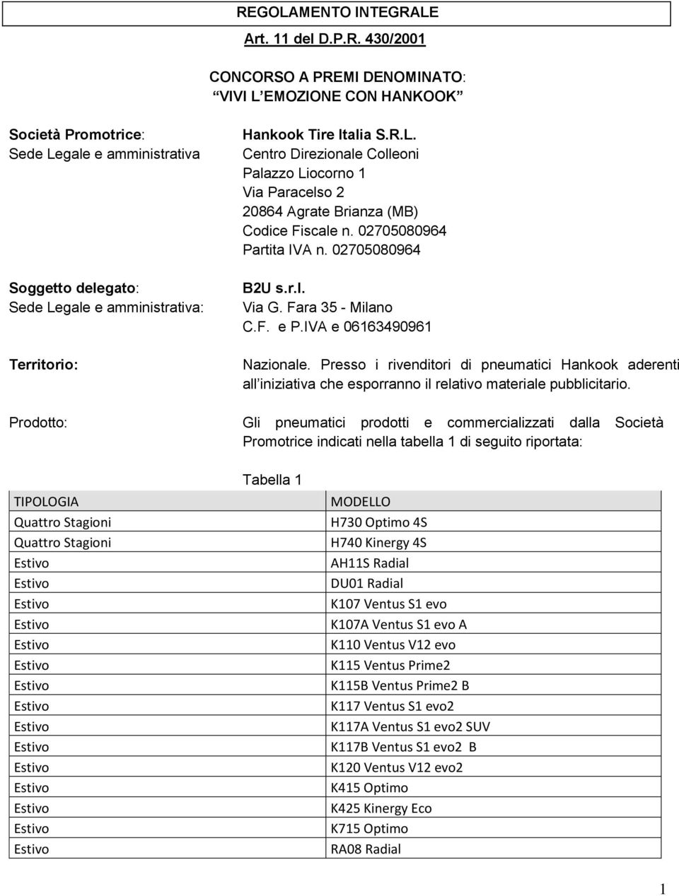 02705080964 B2U s.r.l. Via G. Fara 35 - Milano C.F. e P.IVA e 06163490961 Nazionale.