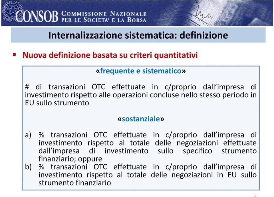 effettuate in c/proprio dall impresa di investimento rispetto al totale delle negoziazioni effettuate dall impresa di investimento sullo specifico strumento