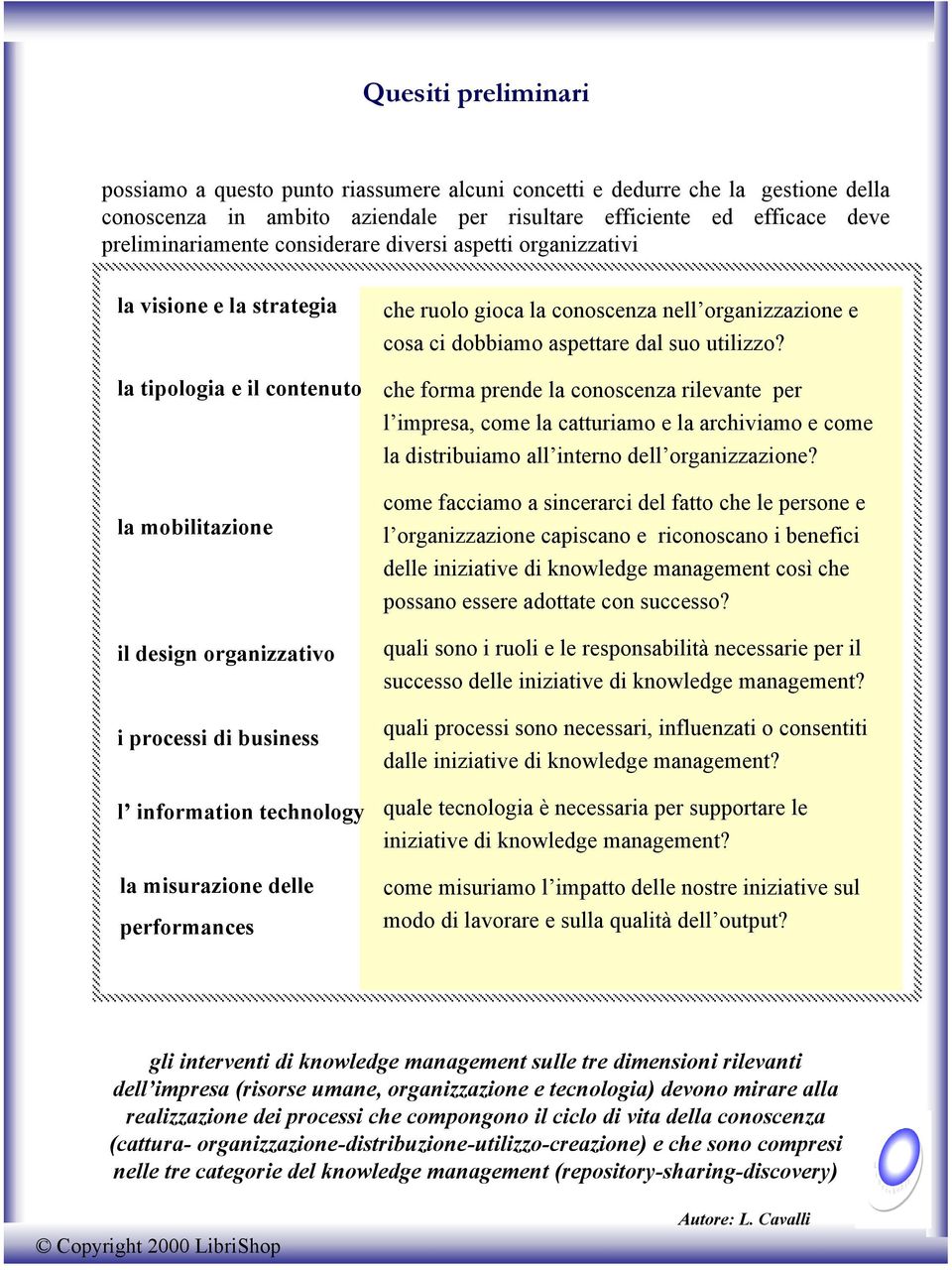 delle performances che ruolo gioca la conoscenza nell organizzazione e cosa ci dobbiamo aspettare dal suo utilizzo?