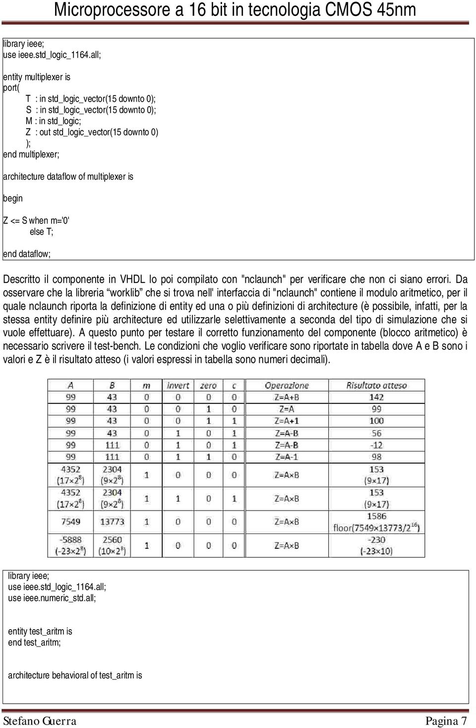 dataflow of multiplexer is begin Z <= S when m='0' else T; end dataflow; Descritto il componente in VHDL lo poi compilato con "nclaunch" per verificare che non ci siano errori.