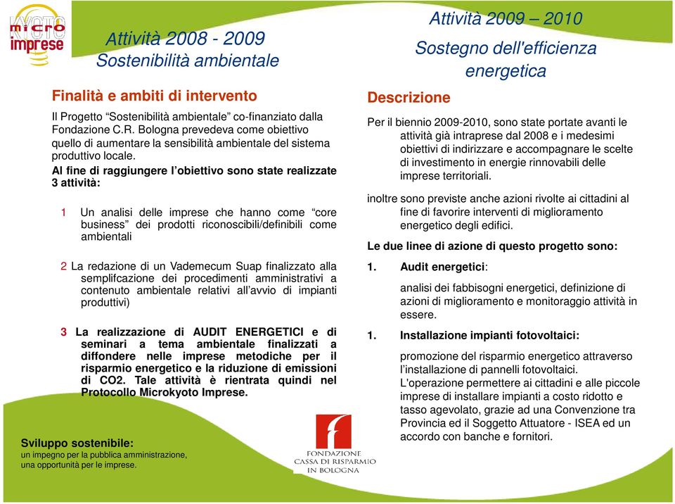 Al fine di raggiungere l obiettivo sono state realizzate 3 attività: 1 Un analisi delle imprese che hanno come core business dei prodotti riconoscibili/definibili come ambientali 2 La redazione di un