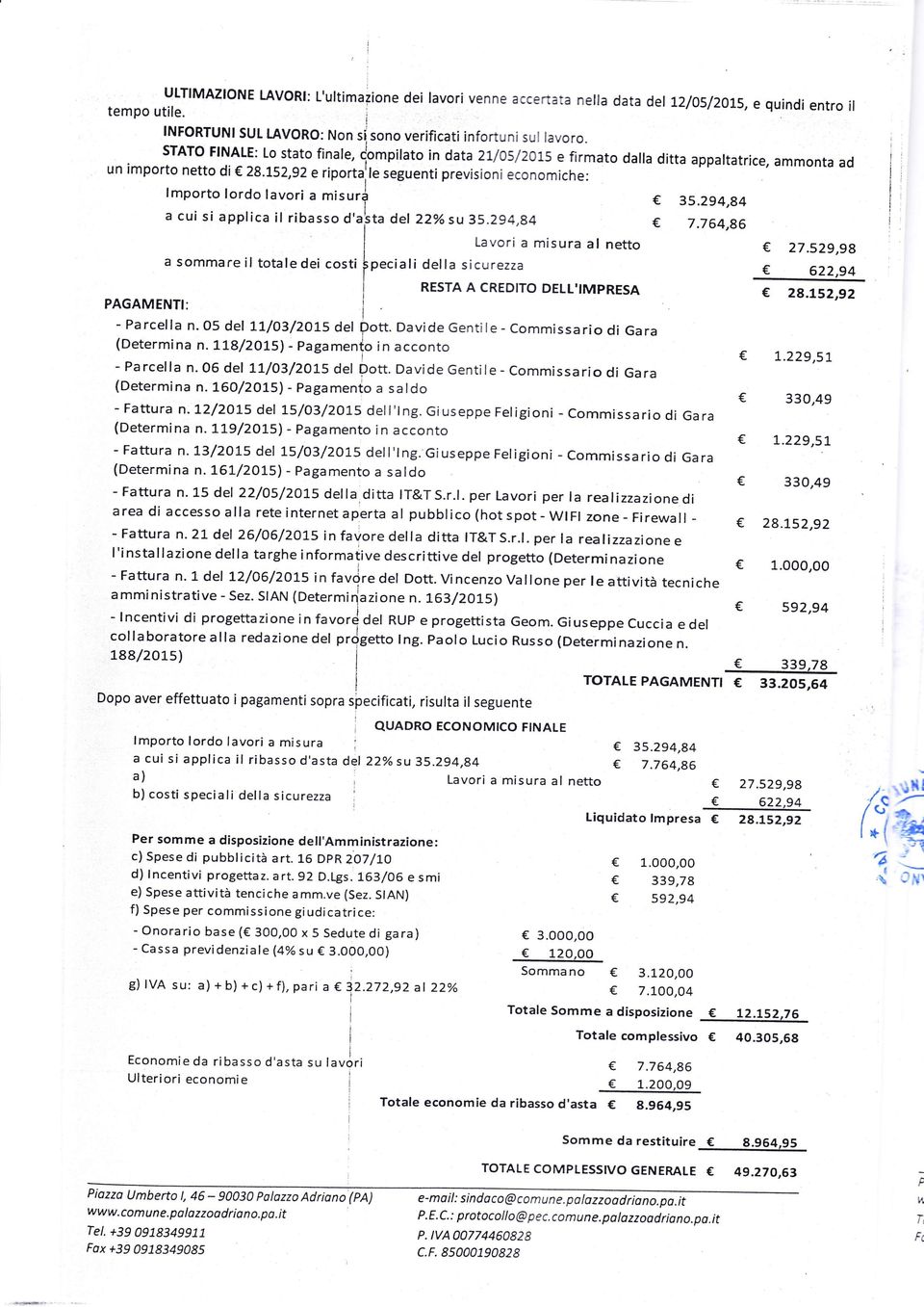 294,84 : ULTMAZONE LAVOR: L,ultmazone de lavor venne accertata nella data del tzloslzols, e qund entro l tempo utle.