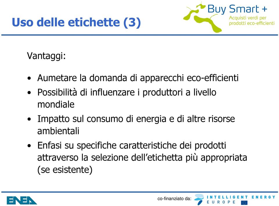 Impattosulconsumodienergiae dialtrerisorse ambientali Enfasi su specifiche