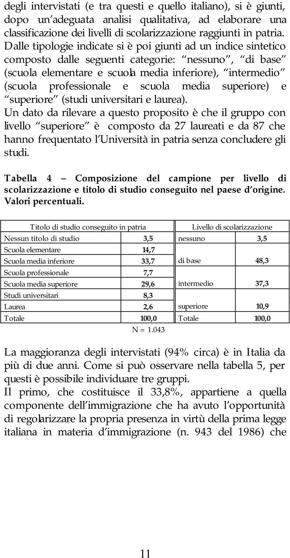 scuola media superiore) e superiore (studi universitari e laurea).