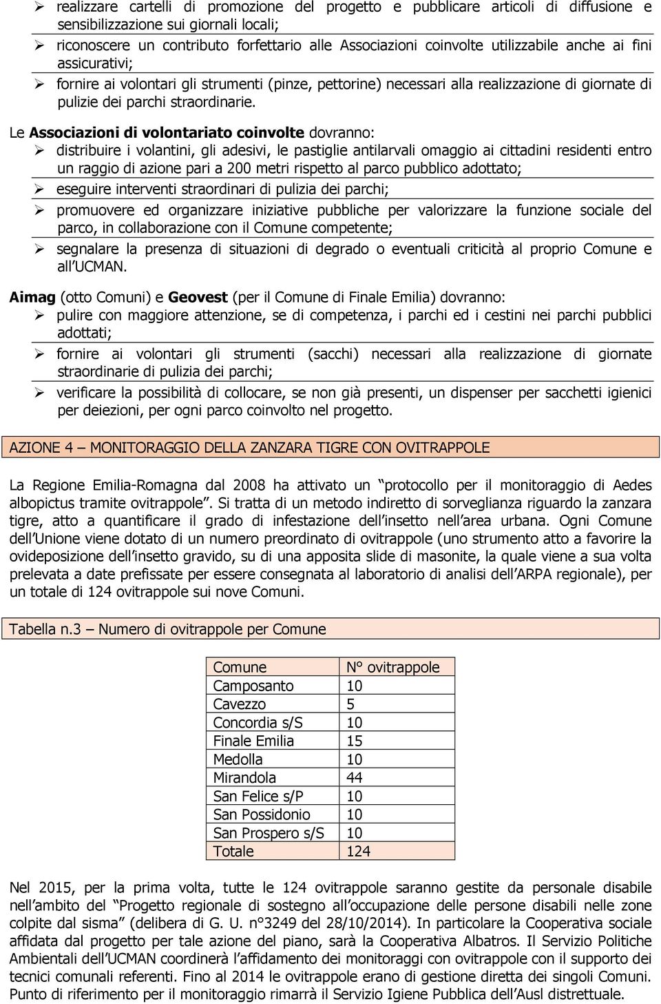 Le Associazioni di volontariato coinvolte dovranno: distribuire i volantini, gli adesivi, le pastiglie antilarvali omaggio ai cittadini residenti entro un raggio di azione pari a 200 metri rispetto