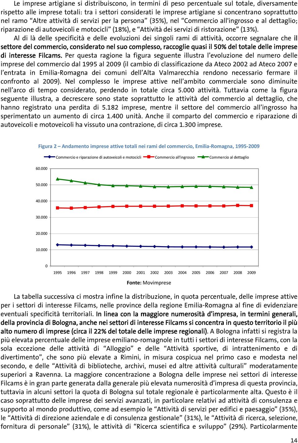 Al di là delle specificità e delle evoluzioni dei singoli rami di attività, occorre segnalare che il settore del commercio, considerato nel suo complesso, raccoglie quasi il 50% del totale delle