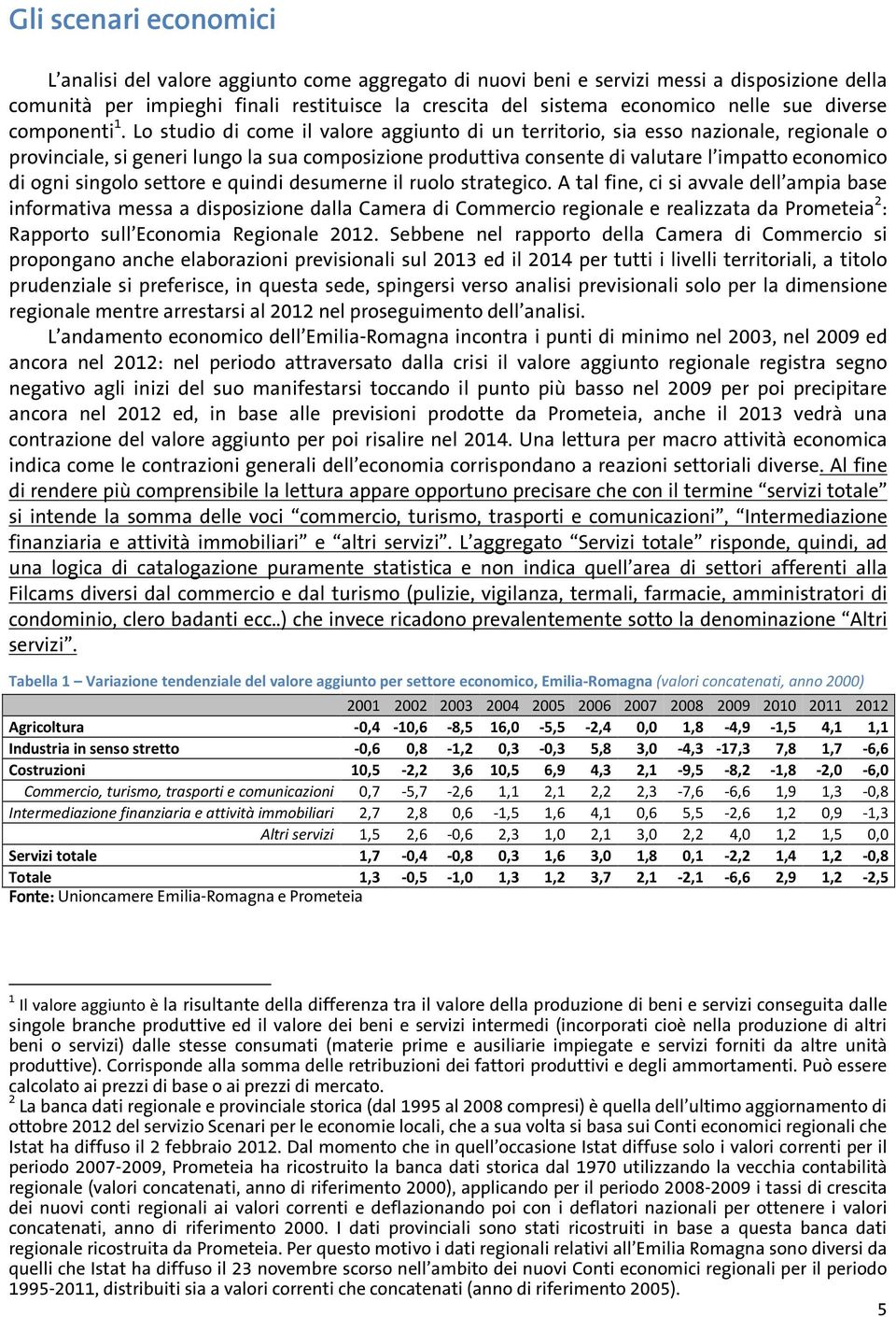 Lo studio di come il valore aggiunto di un territorio, sia esso nazionale, regionale o provinciale, si generi lungo la sua composizione produttiva consente di valutare l impatto economico di ogni