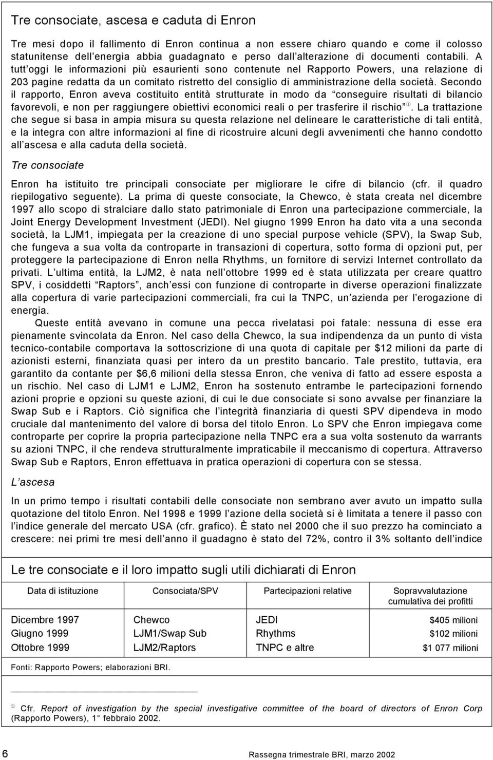 A tutt oggi le informazioni più esaurienti sono contenute nel Rapporto Powers, una relazione di 23 pagine redatta da un comitato ristretto del consiglio di amministrazione della società.