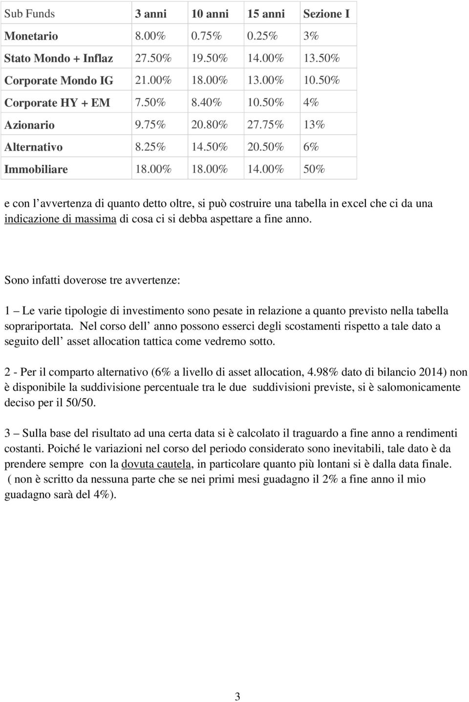 00% 50% e con l avvertenza di quanto detto oltre, si può costruire una tabella in excel che ci da una indicazione di massima di cosa ci si debba aspettare a fine anno.